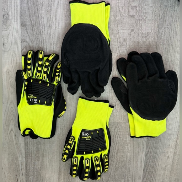 🦺🧤🥽4/$22 Bundle OGRE Cordova 7735 HiVis Impact Gloves w/Nitrile Palm in Lime. XL - Picture 2 of 4